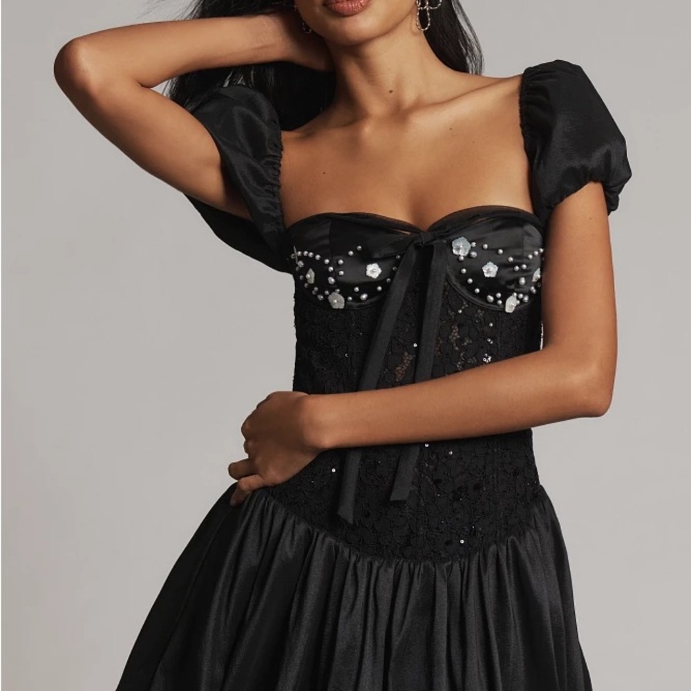 For Love And Lemons Black Chemise with Elegant Details